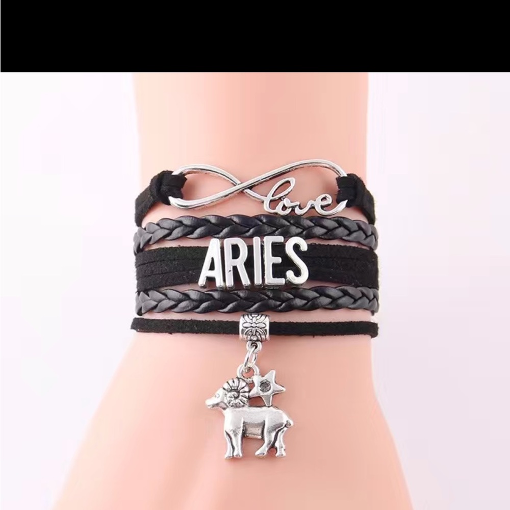 Aries Zodiac Sign Leather Bracelet